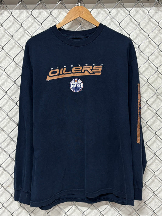 Vintage Edmonton Oilers Hockey Long Sleeve Shirt Size XL
