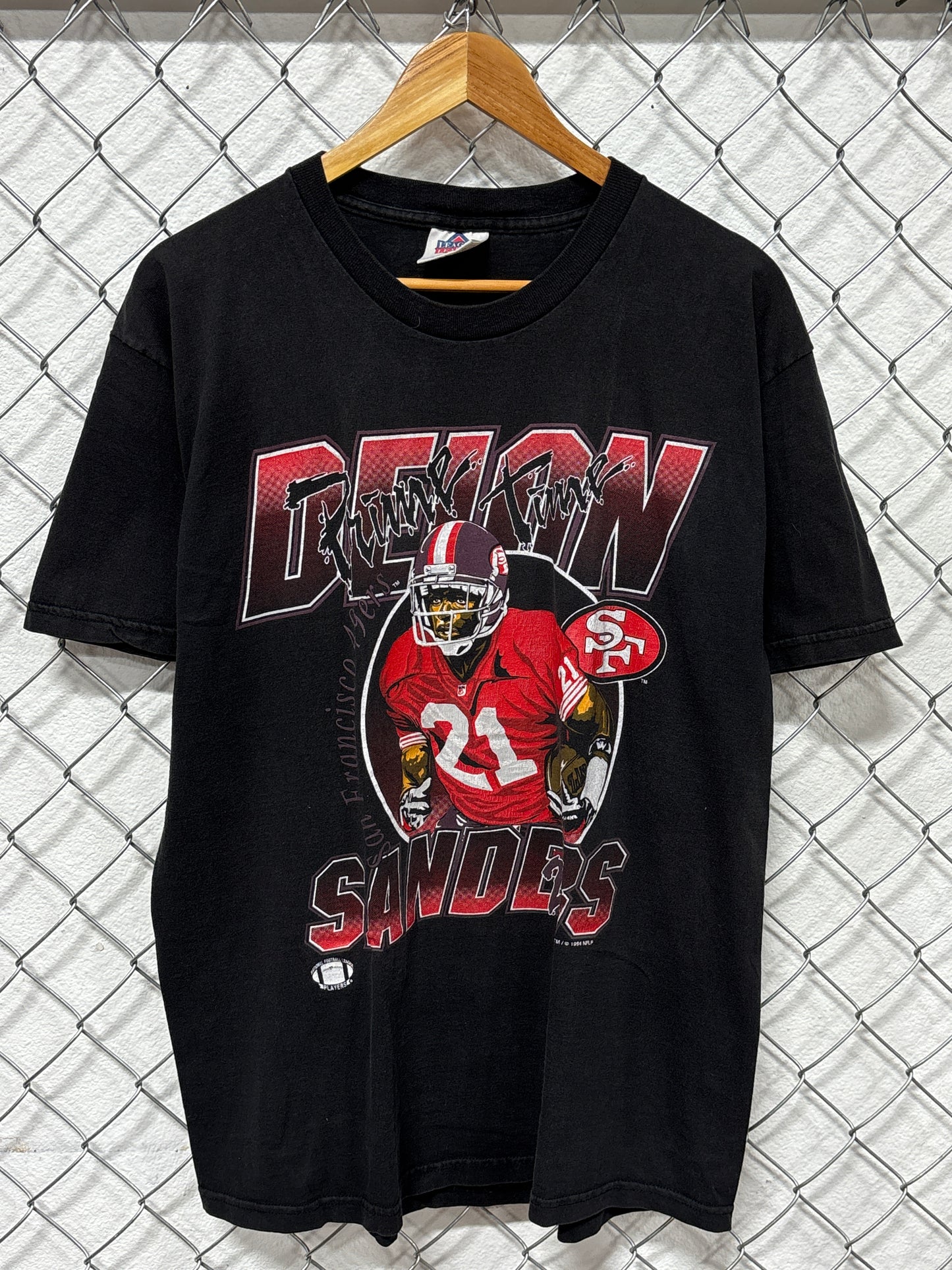 Vintage 90's Deion Sanders Prime Time 49ers NFL Graphic Tee Size Large