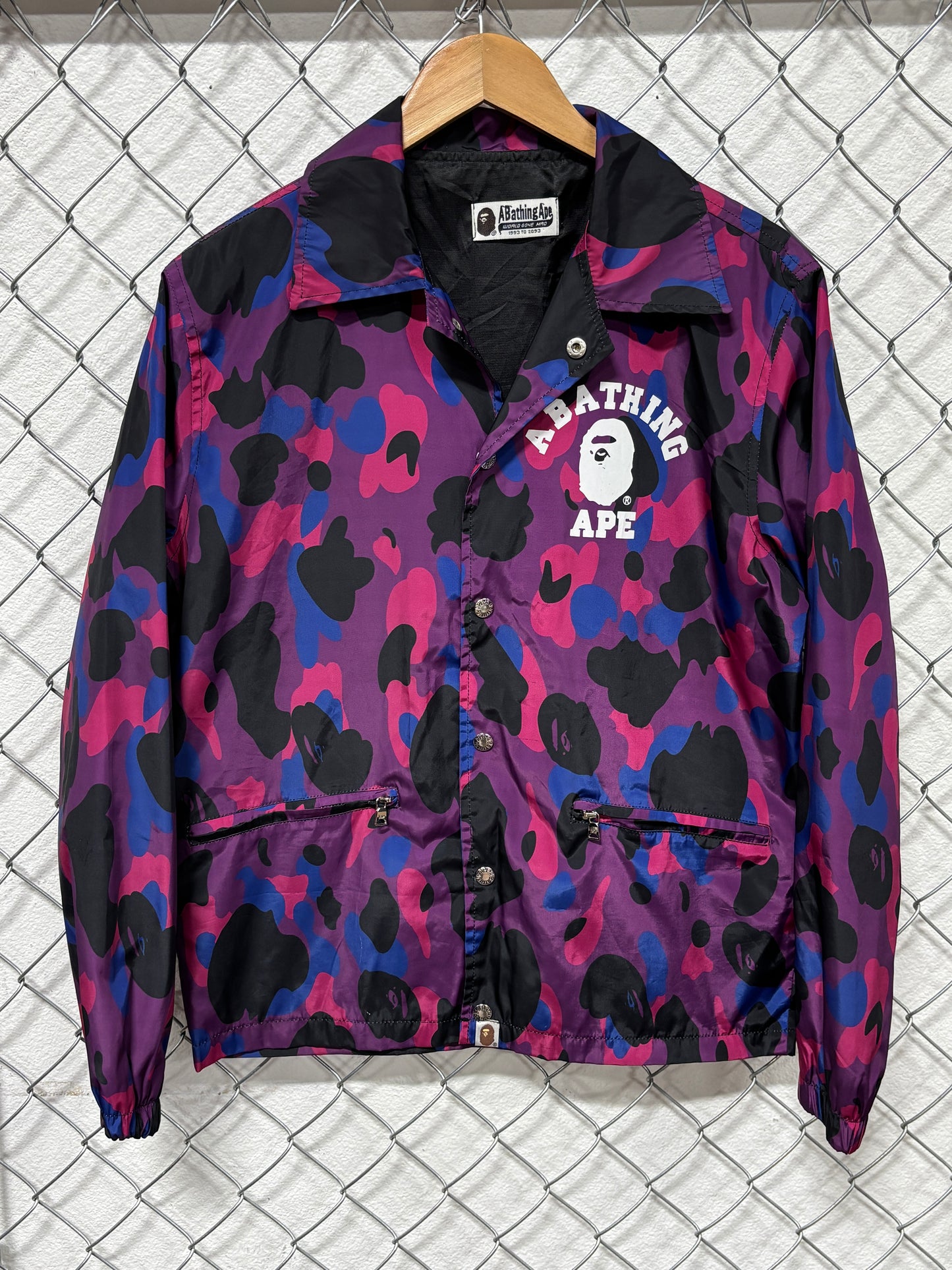 Bape Bathing Ape Purple Camo Coach Jacket Size Medium