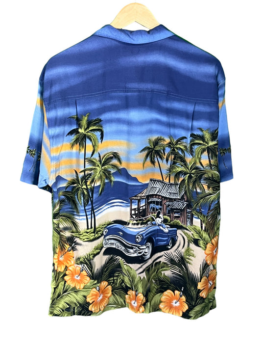 Vintage Big Dogs Hawaiian Style Vacation Tropical Button Up Shirt Size Medium