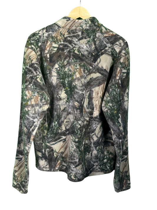 Vintage Hunters Woodland Camo Full Zip Fleece Sweater Size Large