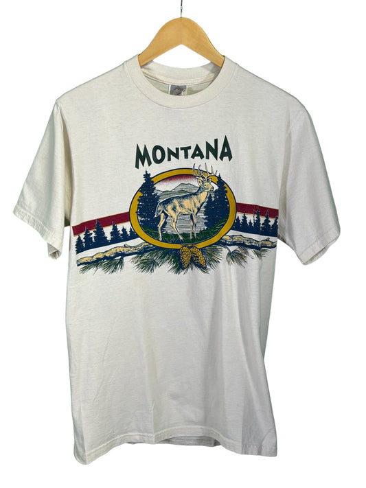 Vintage 90's Jerzees Montana Deer Nature Graphic Tee Size Medium