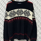 Vintage 90's Black Acrylic Knit Snowflake Pattern Sweater Size XL