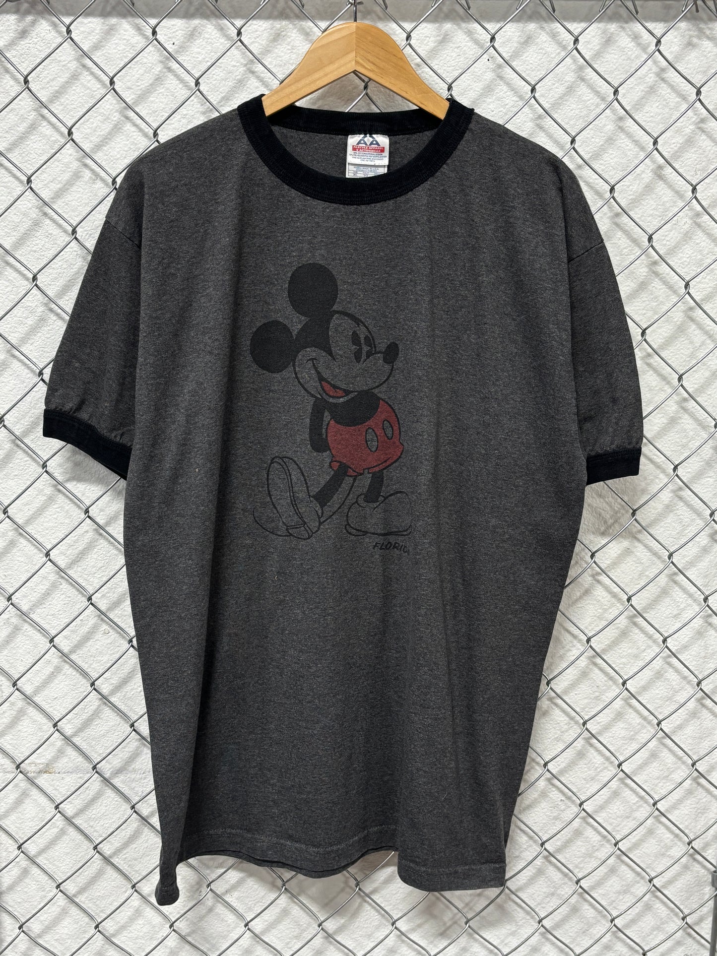 Vintage Mickey Mouse Disney Cartoon Ringer Tee Size XL