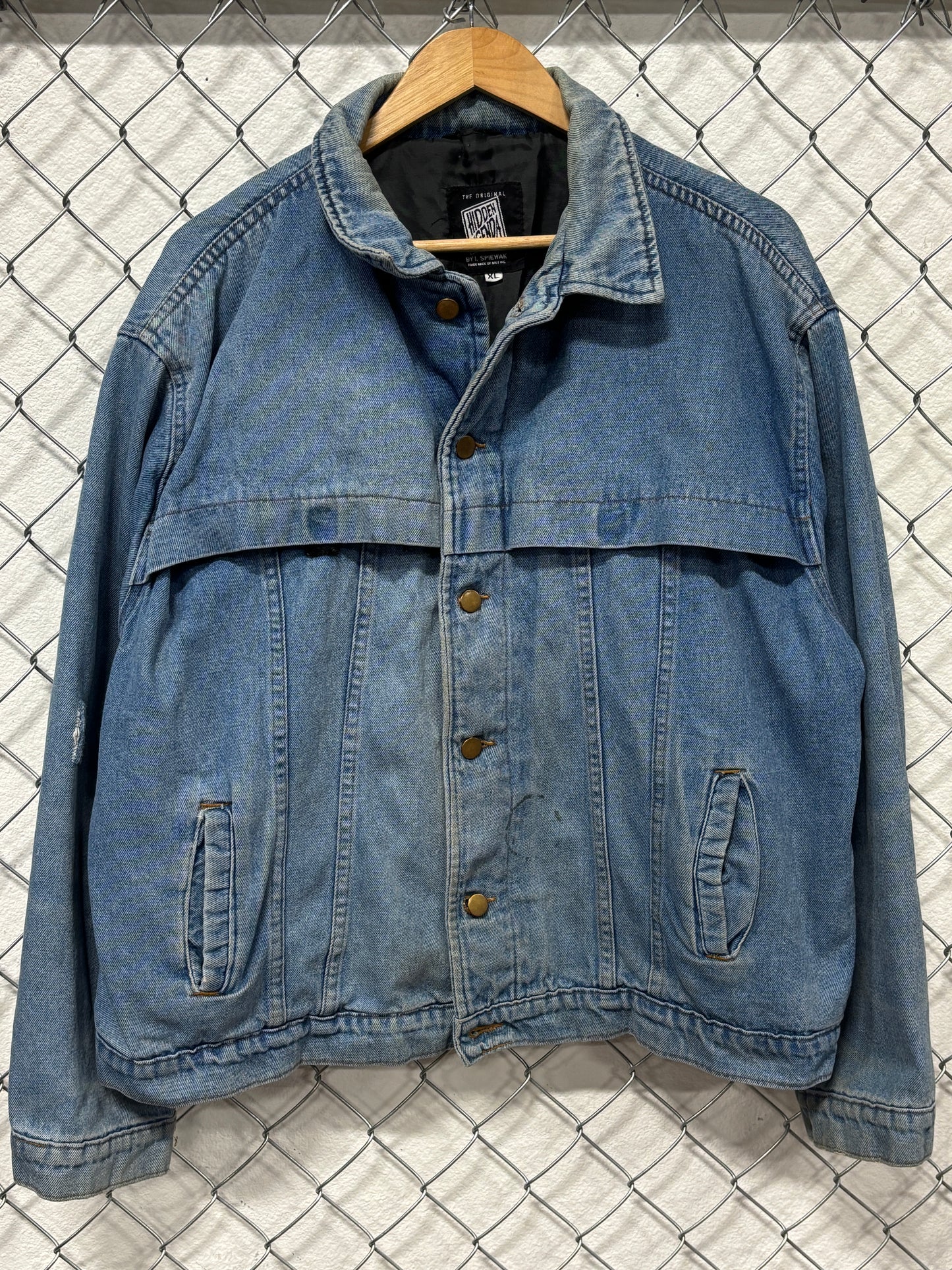Vintage 90's Hidden Agenda Denim Police Trucker Jacket Size XL