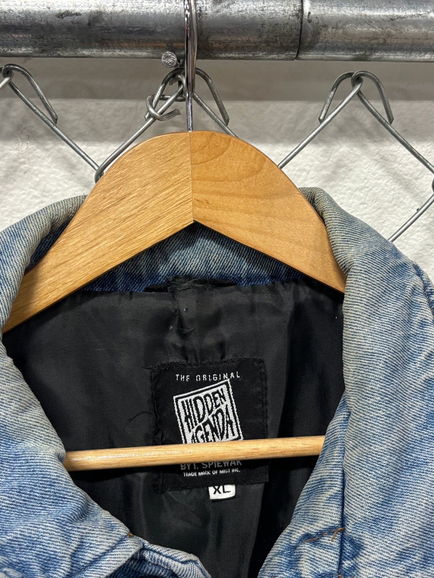 Vintage 90's Hidden Agenda Denim Police Trucker Jacket Size XL