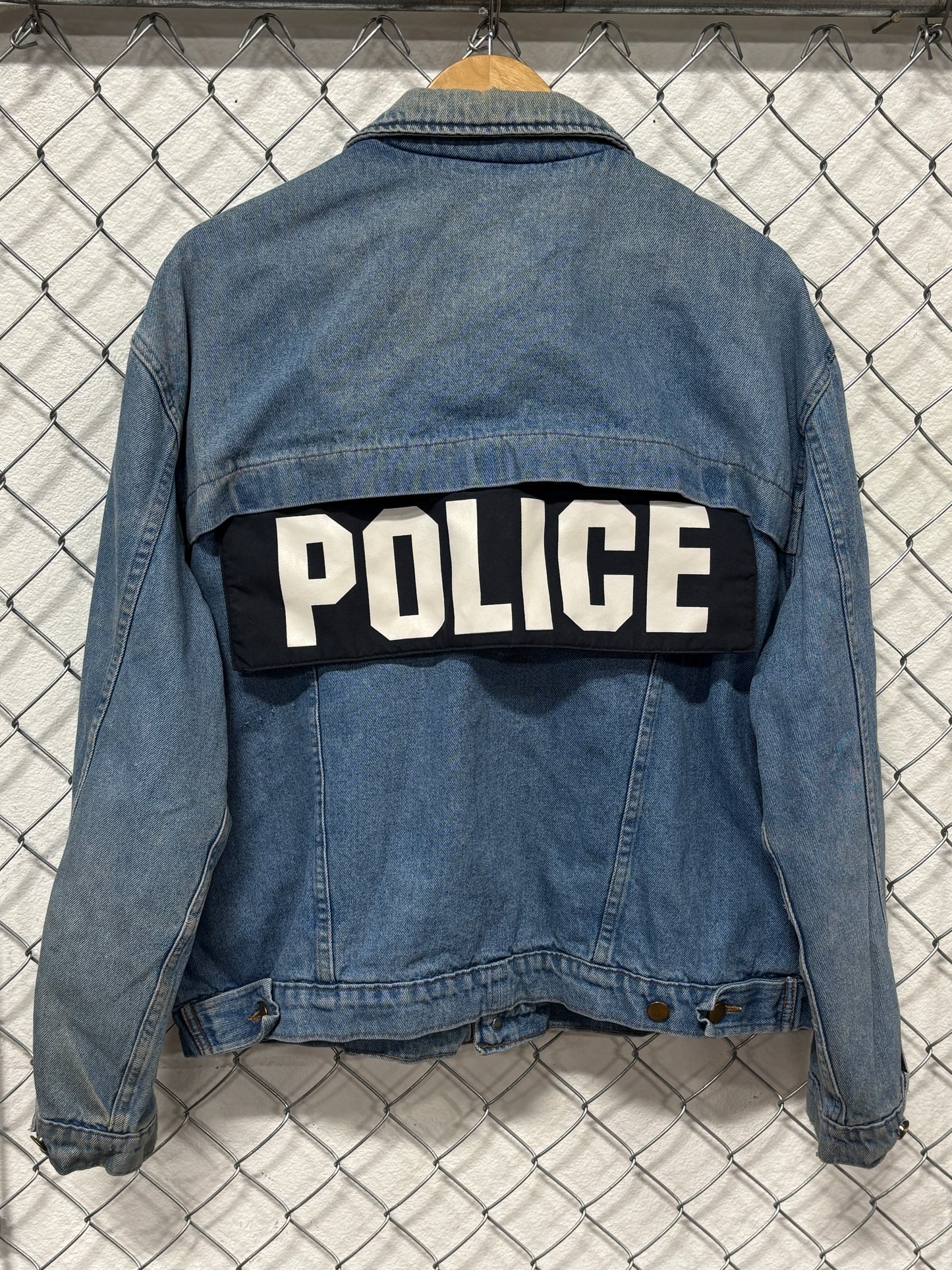 Vintage 90's Hidden Agenda Denim Police Trucker Jacket Size XL