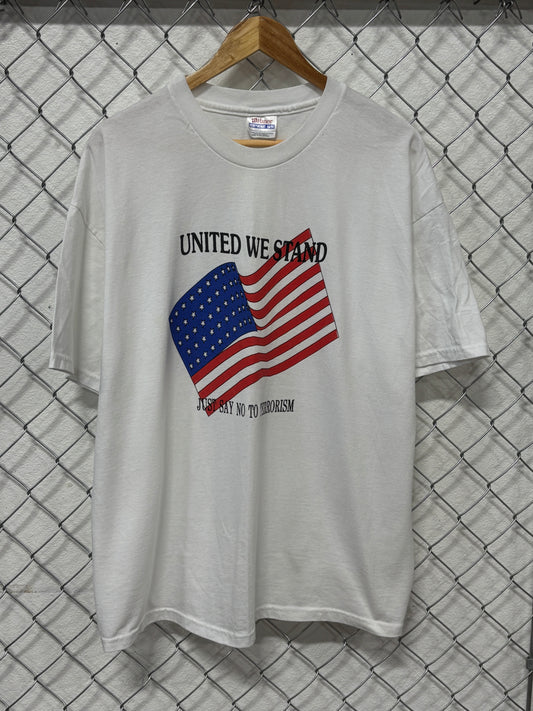 Vintage Just Say No to Terrorism USA Flag Graphic Tee Size XL