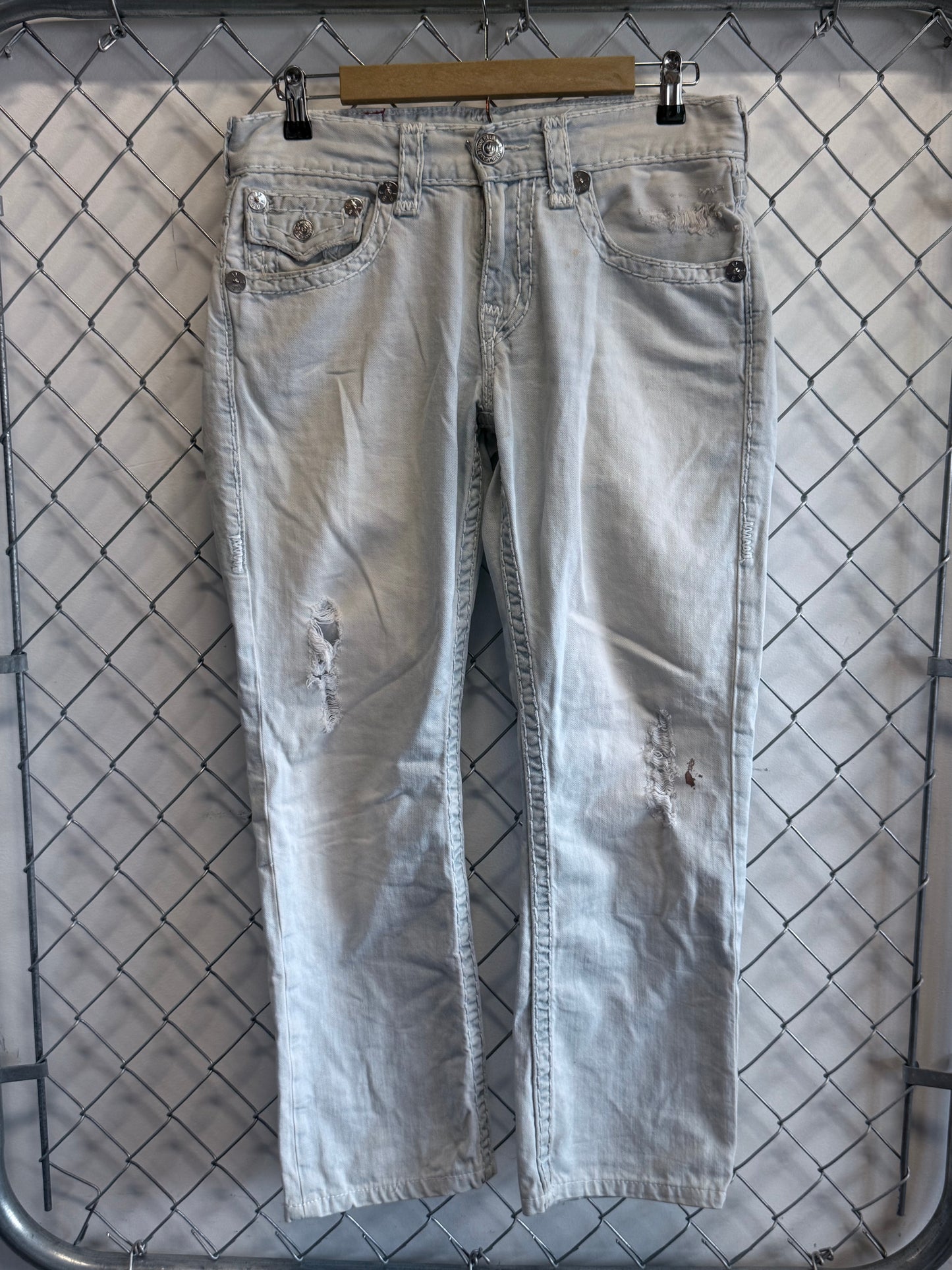 True Religion Light Wash Straight Leg Denim Jeans Size 32x29