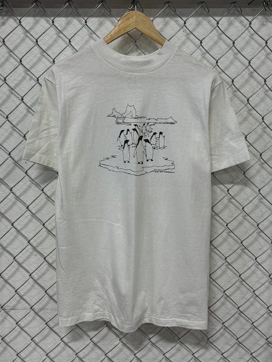 Vintage 1985 South Pole Antarctica Penguins Drawing Tee Size Medium