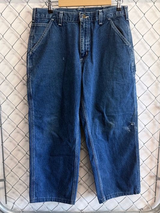Vintage Carhartt Baggy Fit Dark Wash Carpenter Jeans Size 34x27