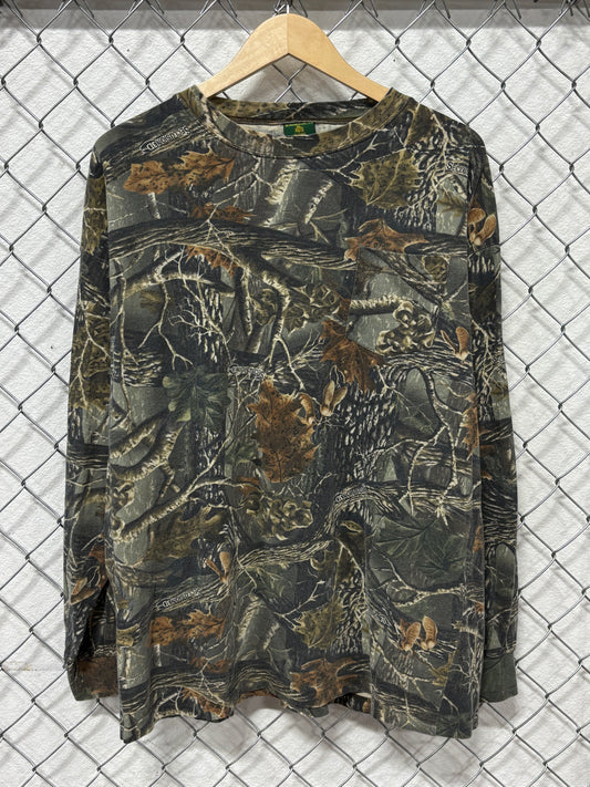 Vintage Cabela's Woodland Camo Long Sleeve Shirt Size XL