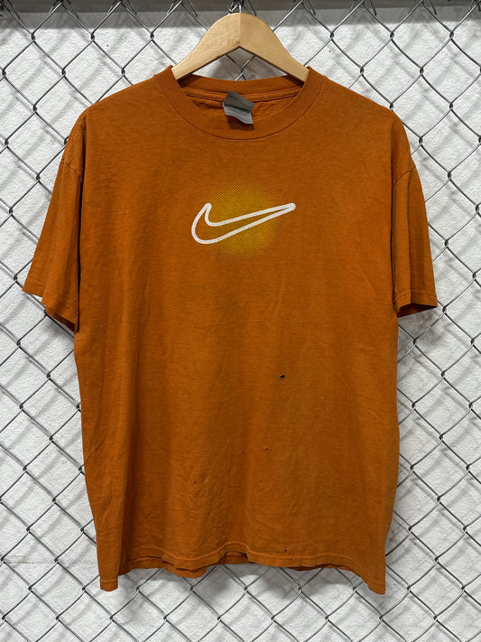 Vintage Y2K Nike Burnt Orange Swoosh Graphic Tee Size Large