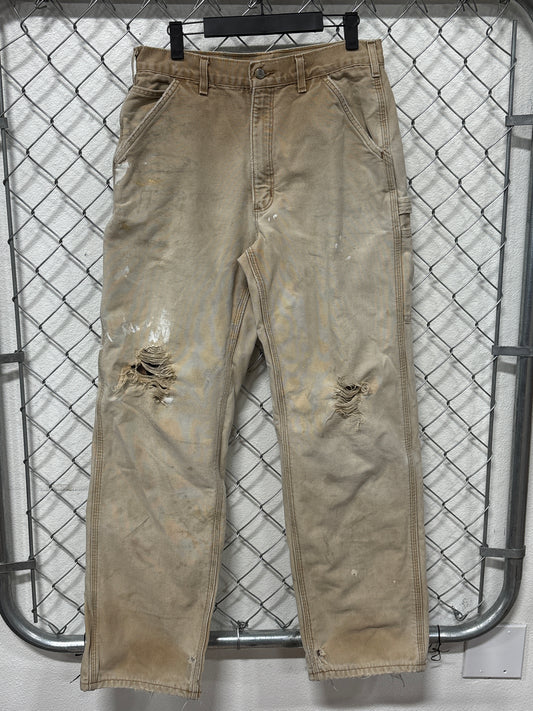 Vintage Carhartt Brown Flannel Lined Carpenter Pants Size 30x31