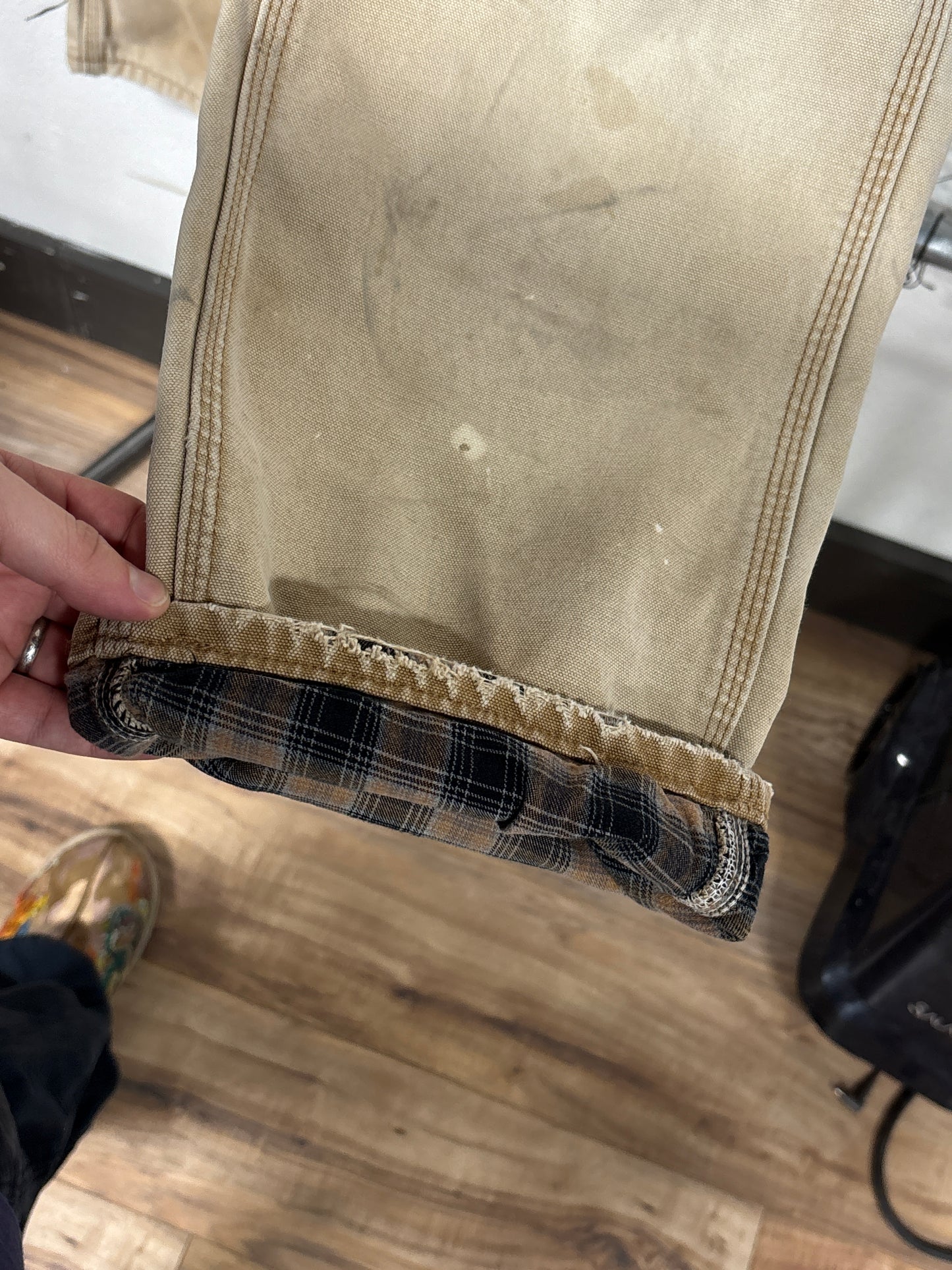 Vintage Carhartt Brown Flannel Lined Carpenter Pants Size 30x31