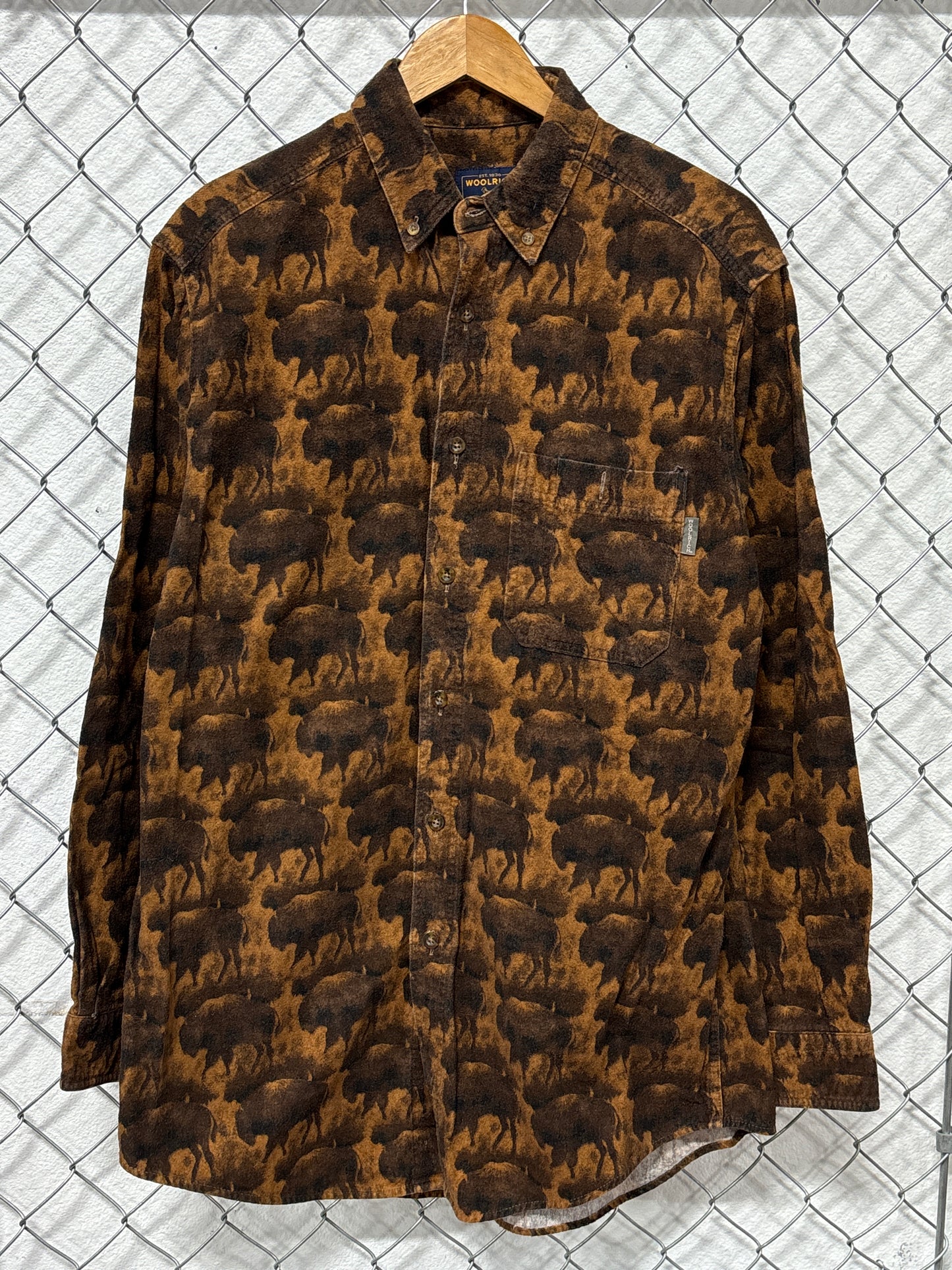 Vintage Woolrich Buffalo Pattern Button Up Long Sleeve Shirt Size Large