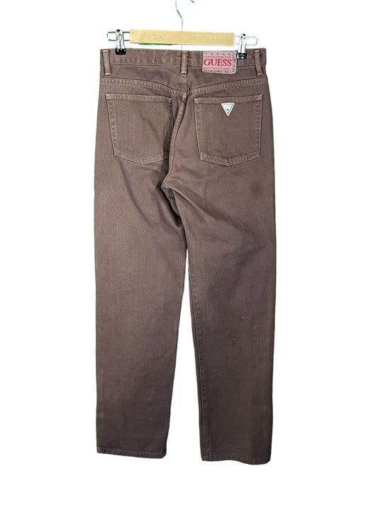 Vintage 90's GUESS Brown Straight Leg Pants Size 30x32
