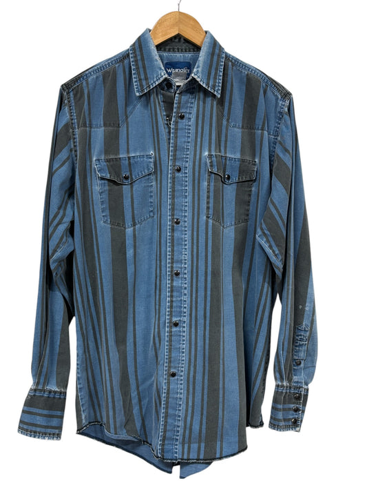 Vintage Wrangler Striped Brushpopper Western Button Up Shirt Size Large