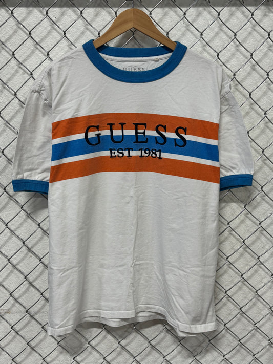 Guess Striped Ringer Graphic Tee Size Large
