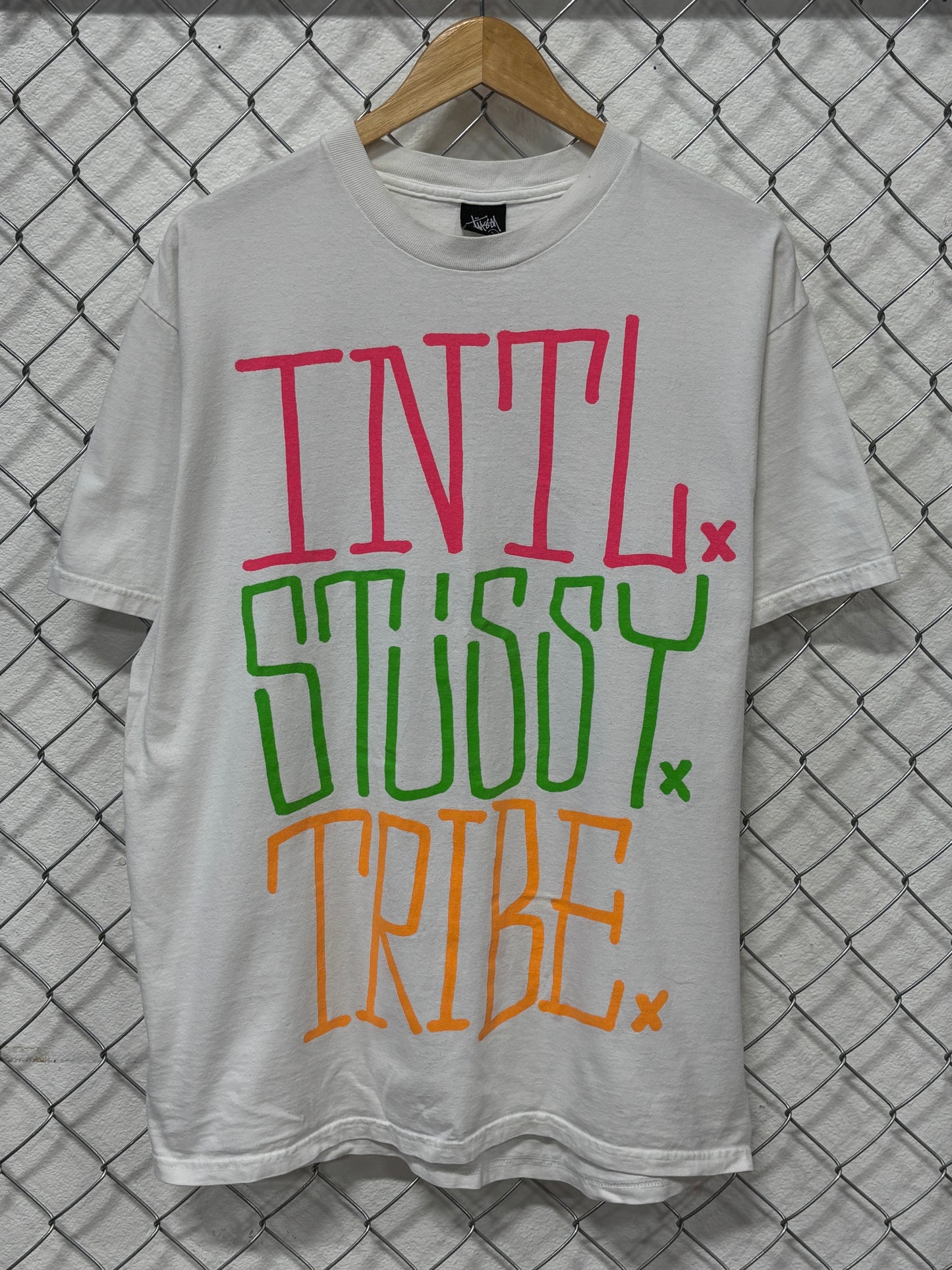 Stussy International Tribe White Graphic Tee Size Large