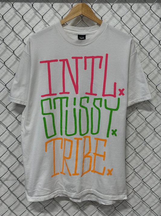 Stussy International Tribe White Graphic Tee Size Large