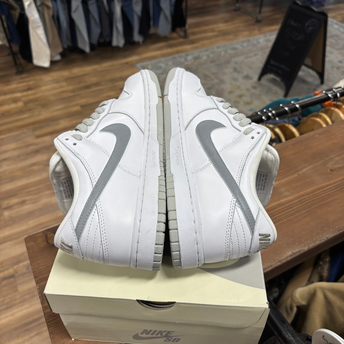 Nike SB Dunk Low 'Supreme 94 White Metallic Silver' Size 10.5