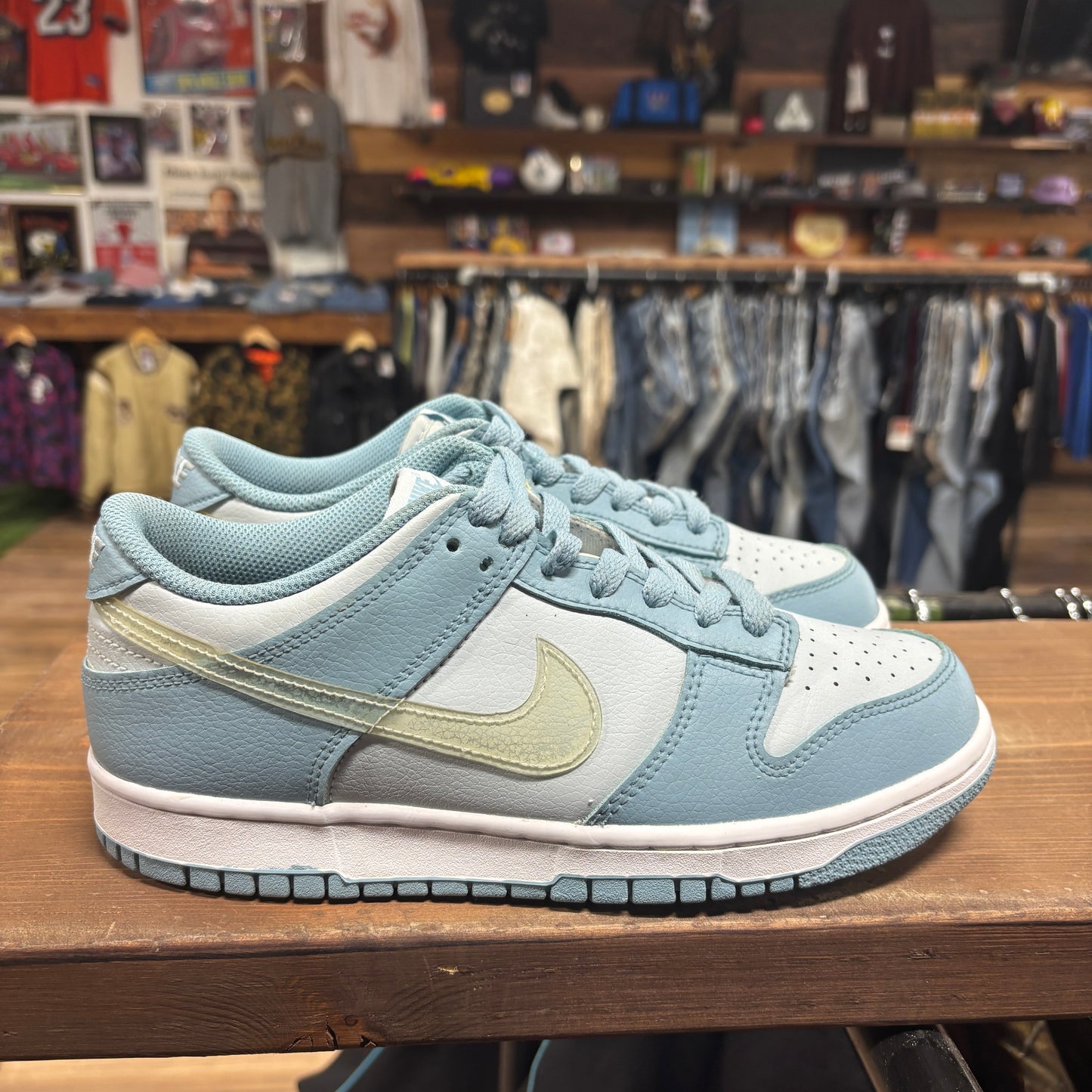 Nike Dunk Low 'Clear Blue Swoosh' Size 7Y