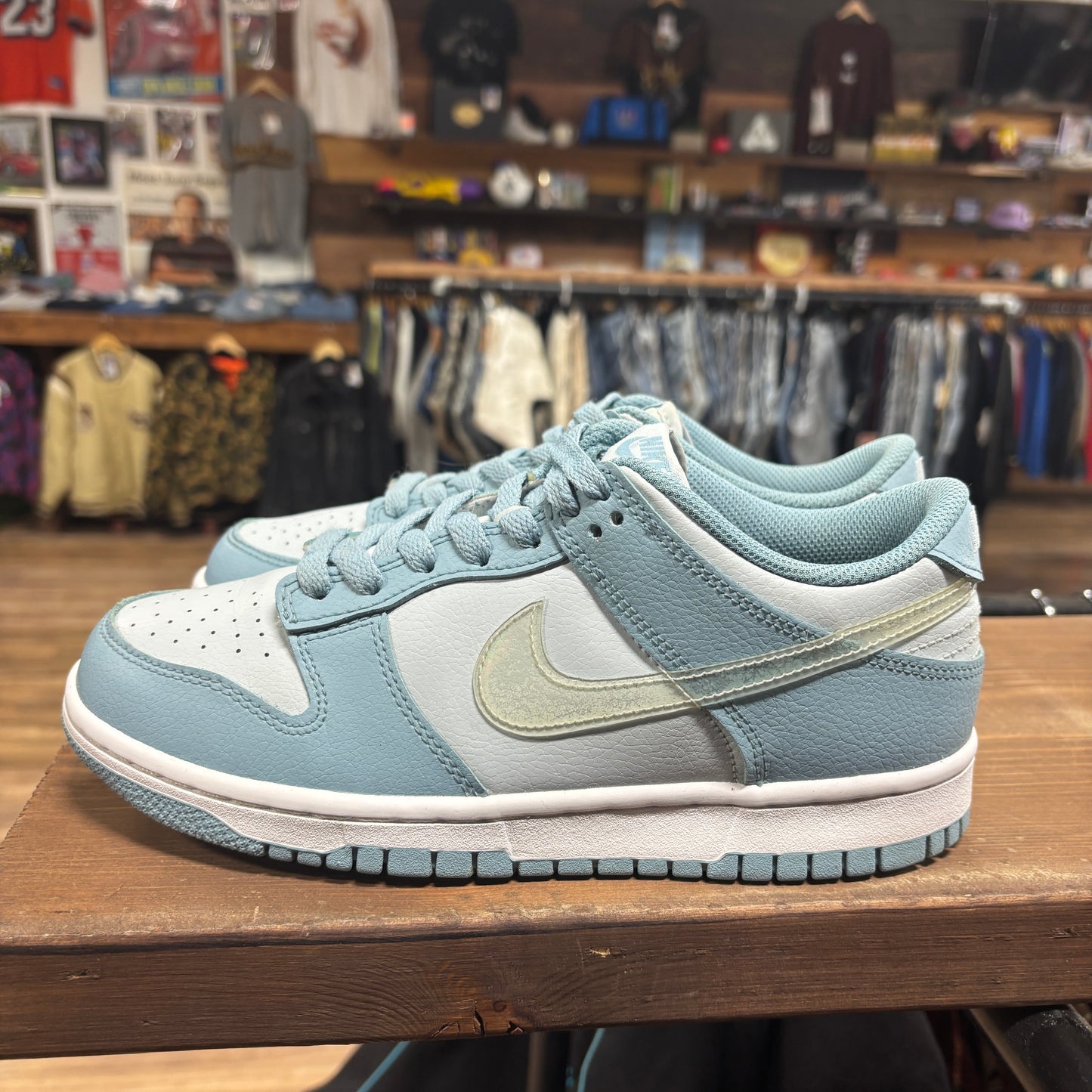 Nike Dunk Low 'Clear Blue Swoosh' Size 7Y