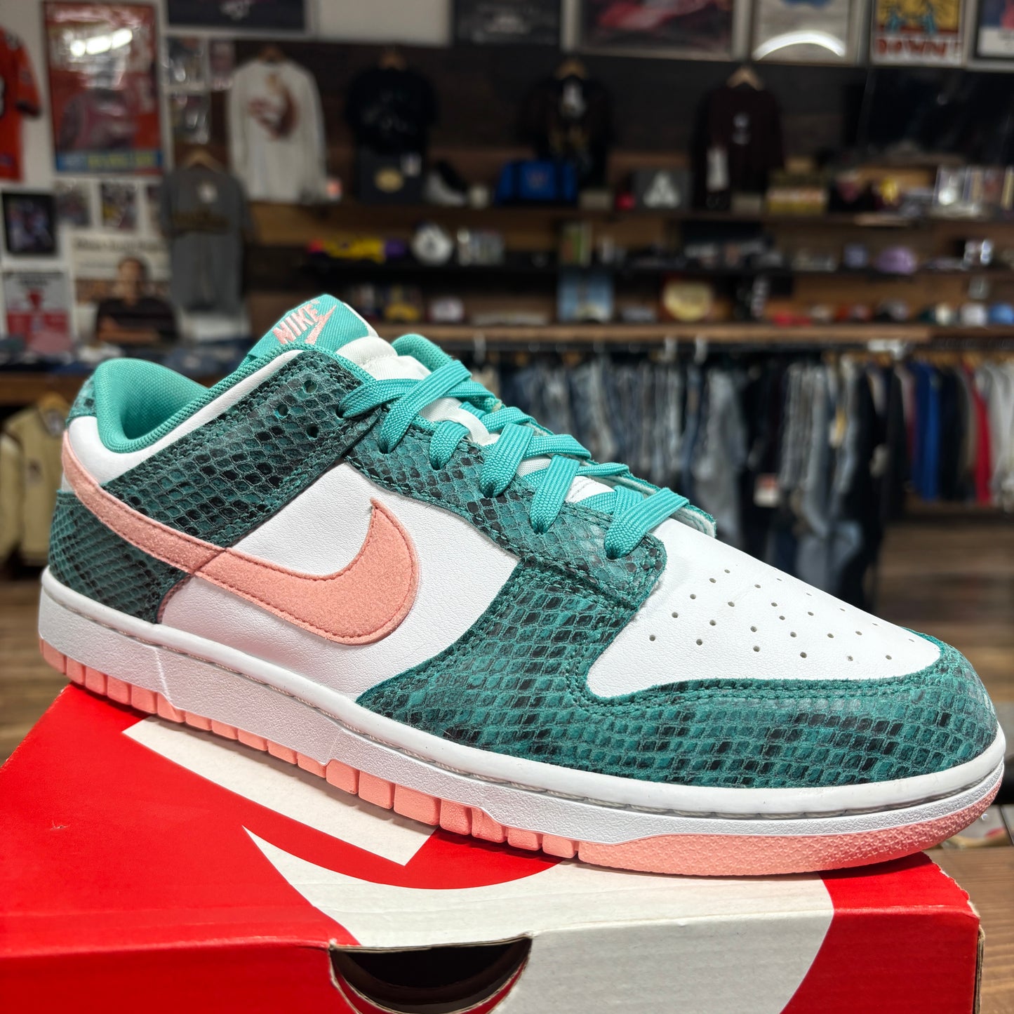 Nike Dunk Low 'Teal Snakeskin' Size 11.5