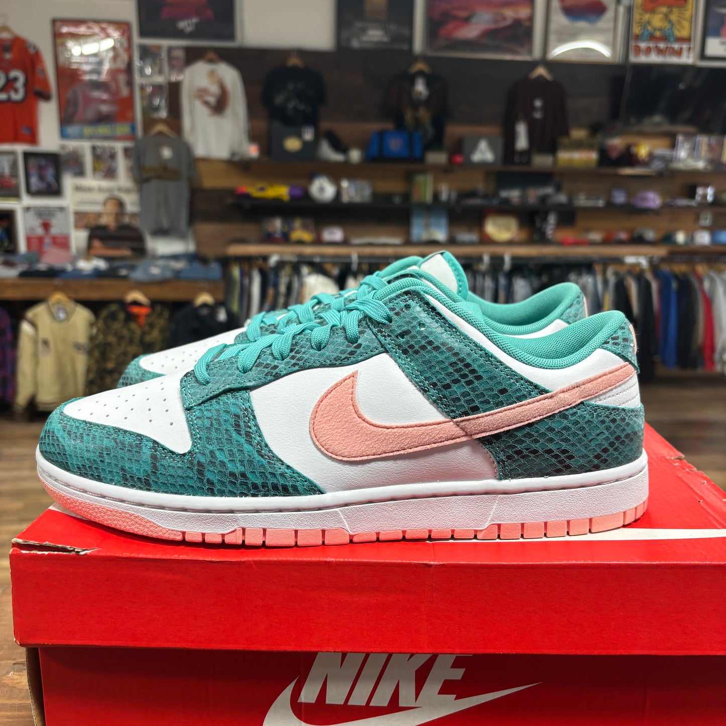 Nike Dunk Low 'Teal Snakeskin' Size 11.5