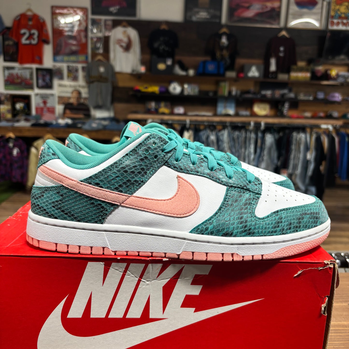 Nike Dunk Low 'Teal Snakeskin' Size 11.5