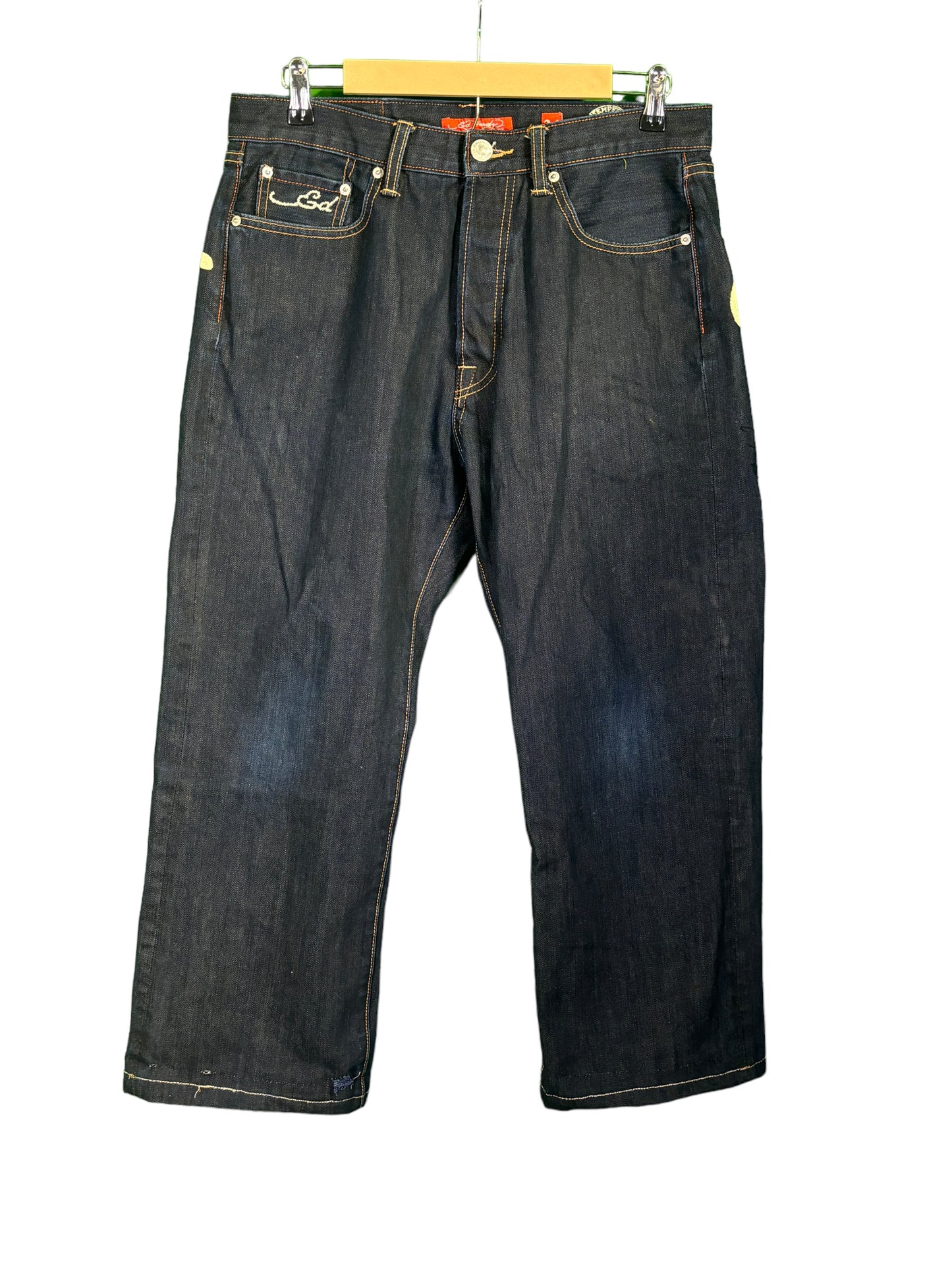 Vintage 00's Ed Hardy Dark Wash Tiger Embroidered Denim Jeans Size 34x26