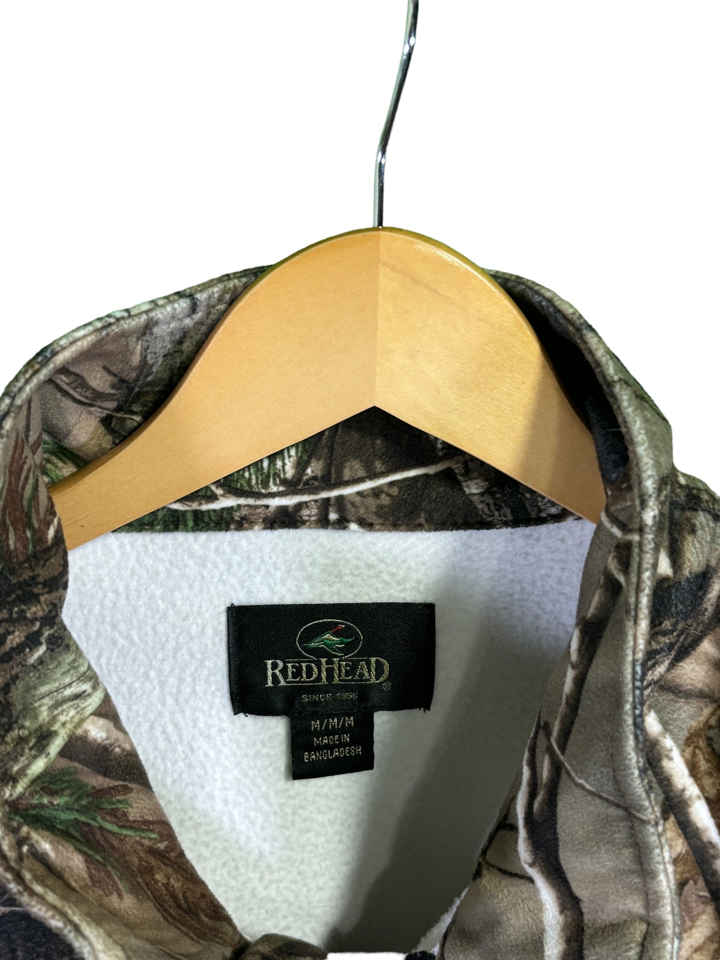 Red Head Brand Hunters Woodland Camo Quarter Zip Fleece Sweater Size Medium