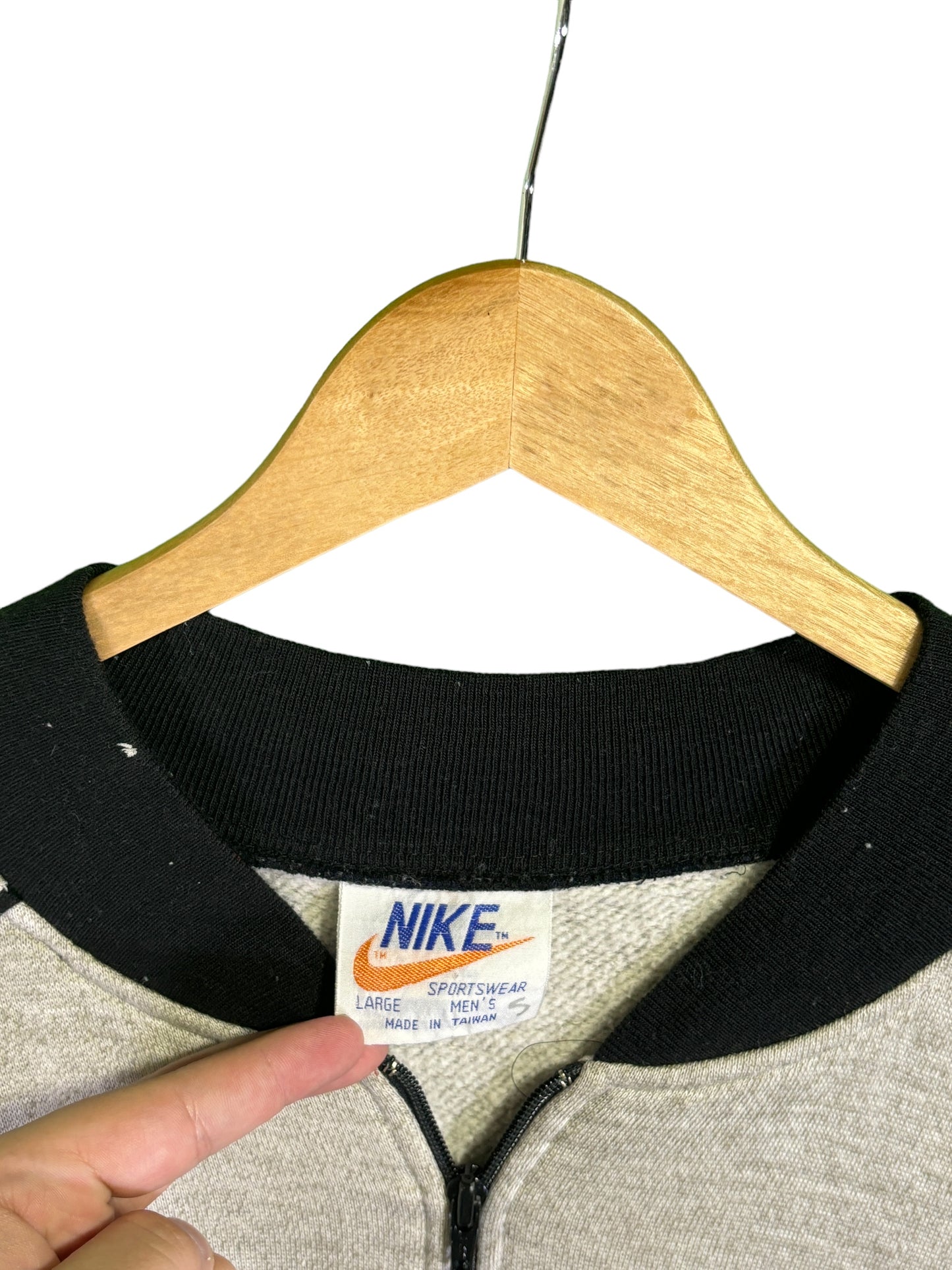 Vintage 80's Nike Grey Full Zip Bomber Style Jacket Size Large