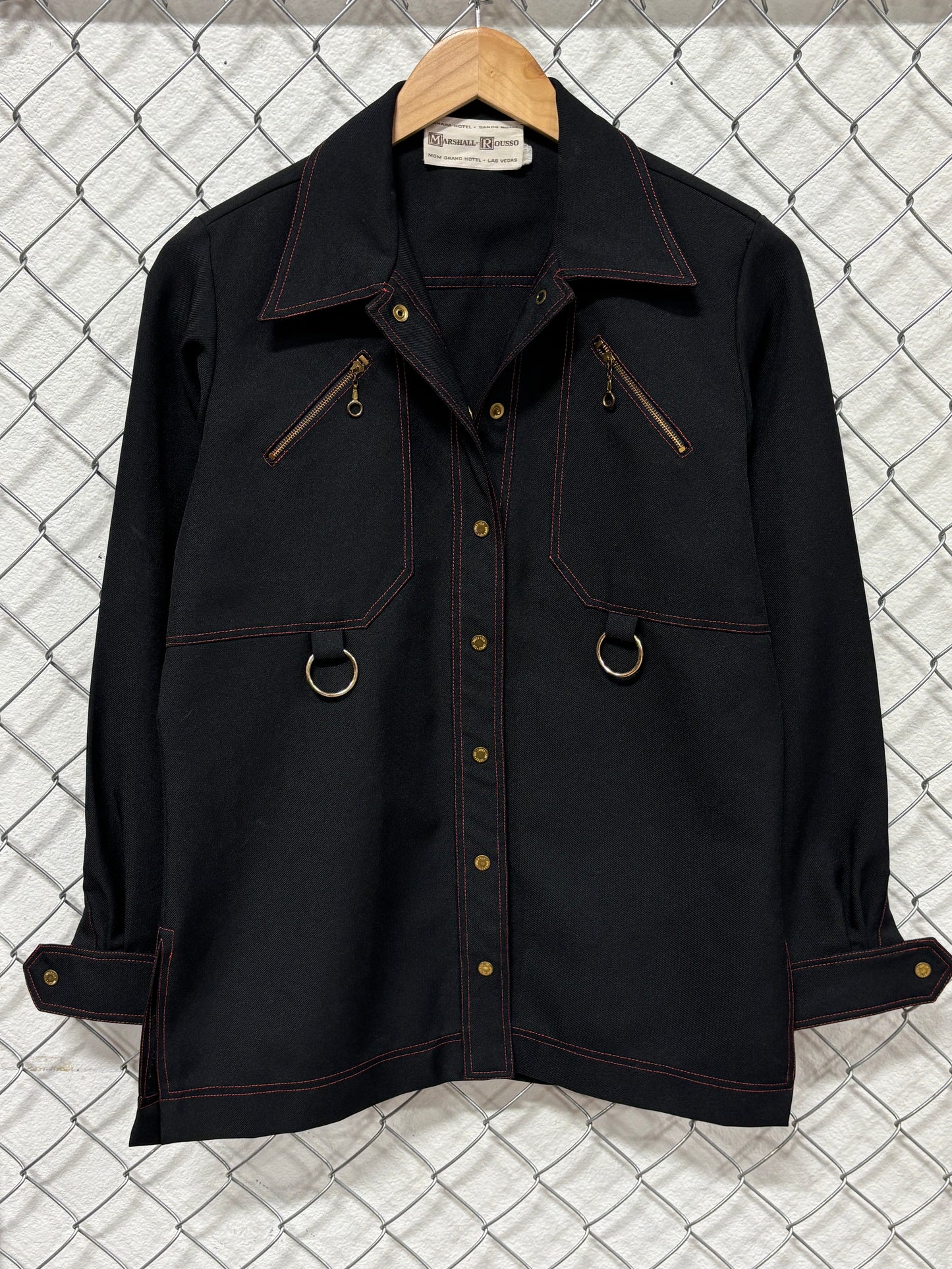 Vintage Marshall Rouso Las Vegas Black Button Up Shirt Size Large