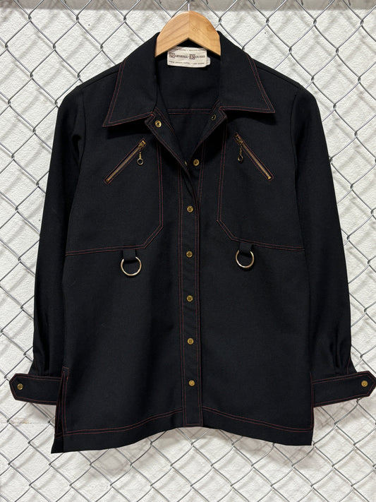 Vintage Marshall Rouso Las Vegas Black Button Up Shirt Size Large