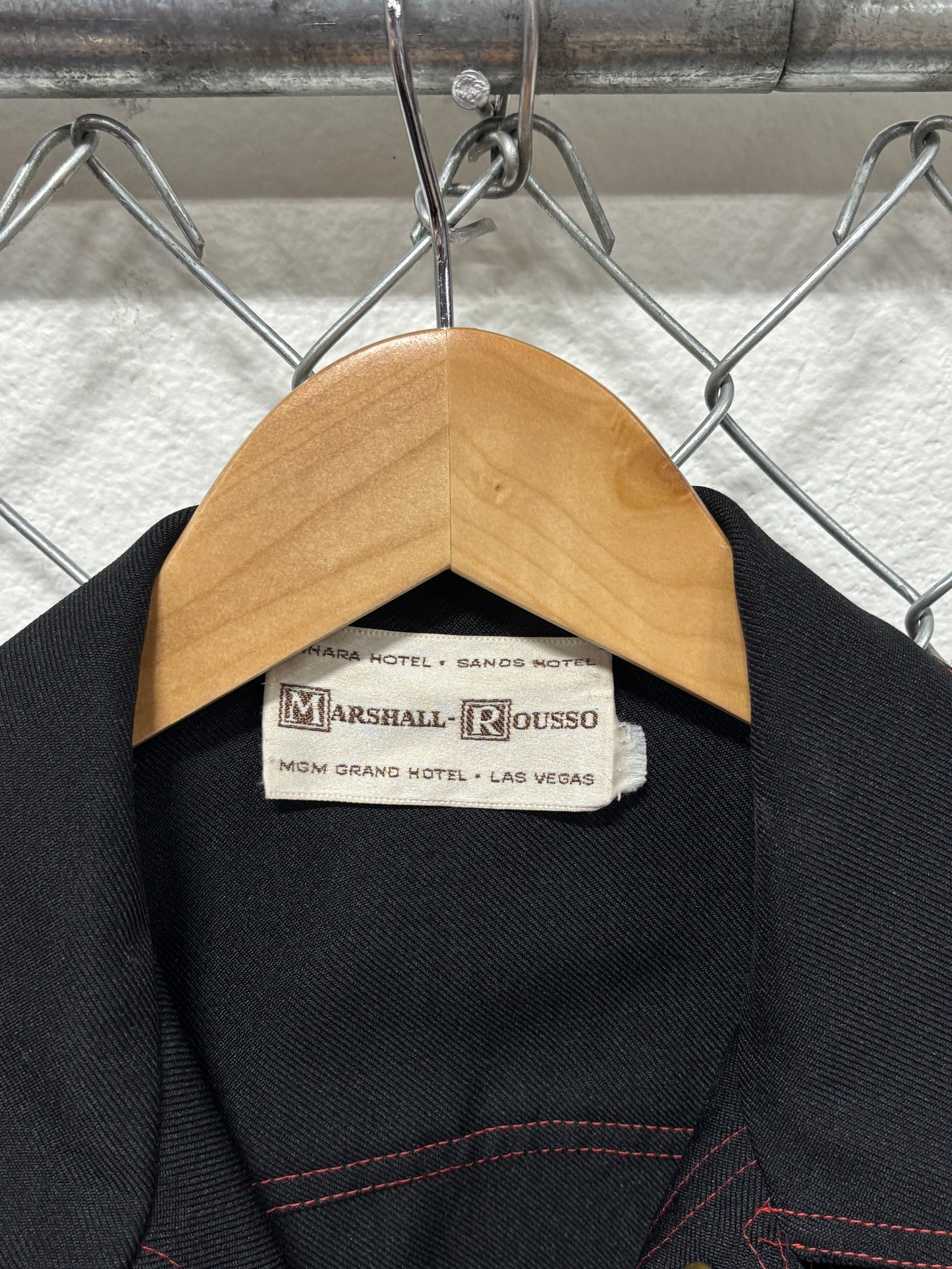 Vintage Marshall Rouso Las Vegas Black Button Up Shirt Size Large