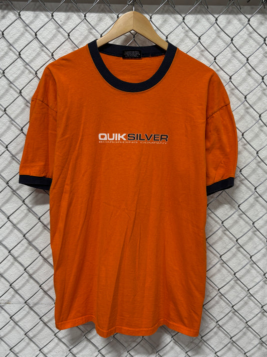 Vintage Y2K Quiksilver Boarding Orange Ringer Tee Size Large