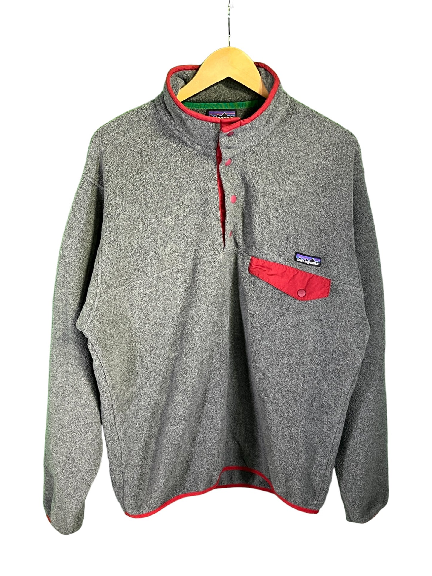 Patagonia Synchilla Snap T Grey Red Pullover Fleece Size Medium