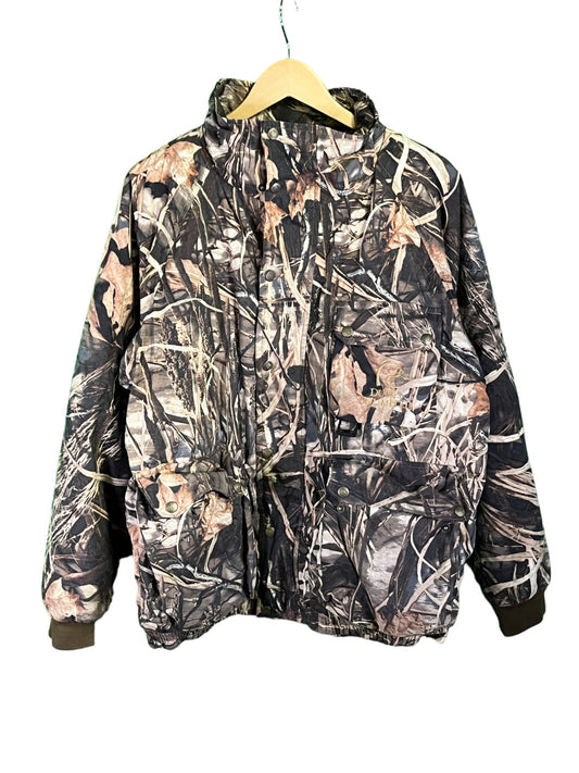 Vintage Ducks Unlimited Hunters Woodland Camo Full Zip Coat Size XL
