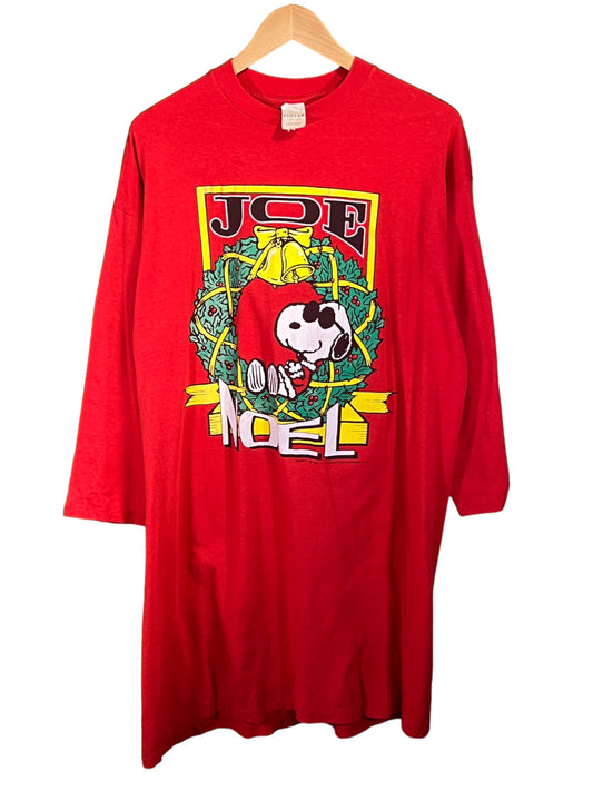 Vintage 90's Snoopy Joe Cool Noel Christmas Sleep Shirt Size XL