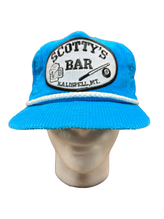 Vintage Scotty's Bar Kalispell Montana Blue Corduroy Snapback Hat
