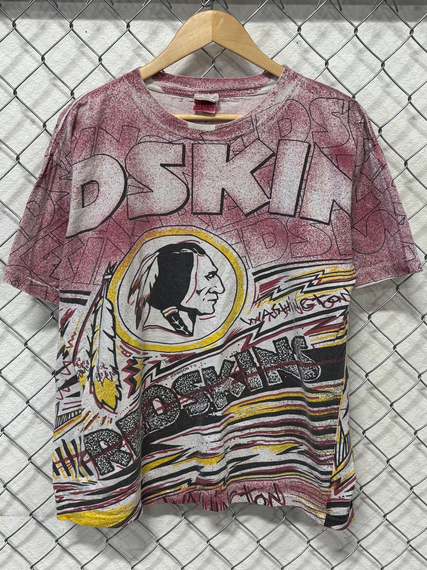 Vintage 90's Magic Johnson Washington Redskins AOP Tee Size Large