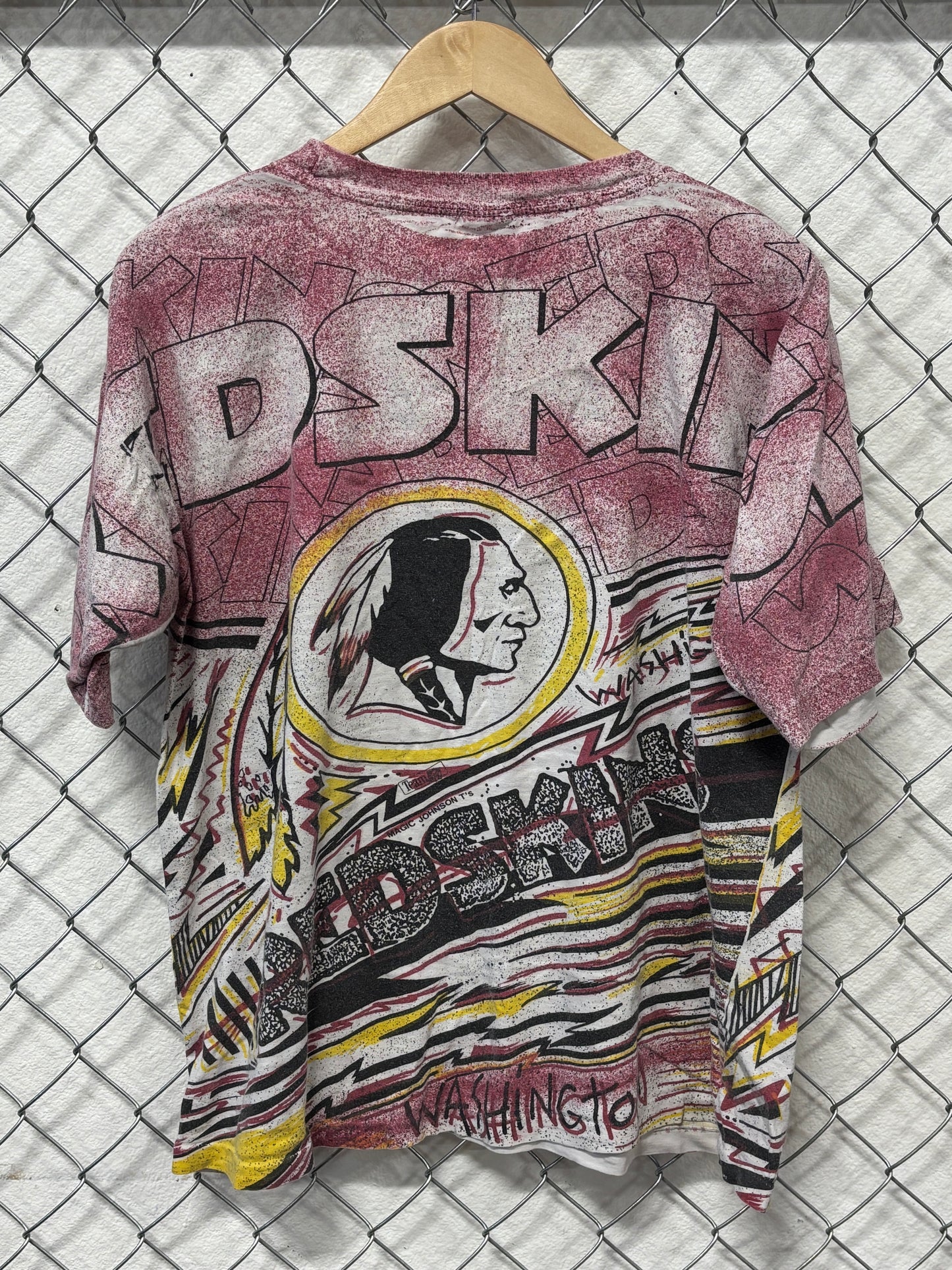Vintage 90's Magic Johnson Washington Redskins AOP Tee Size Large