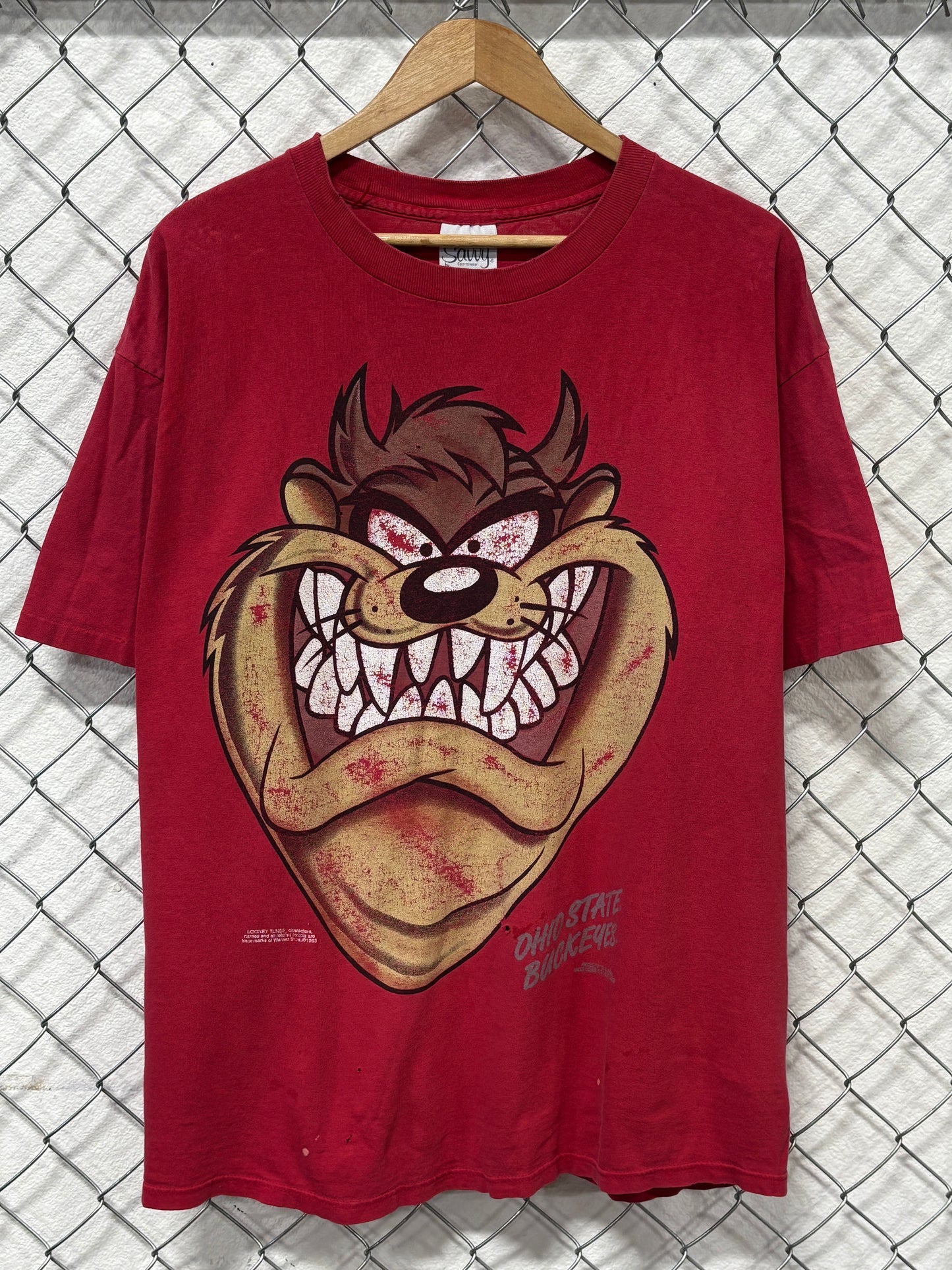 Vintage 90's Ohio State Buckeyes Looney Tunes Taz Cartoon Tee Size XL