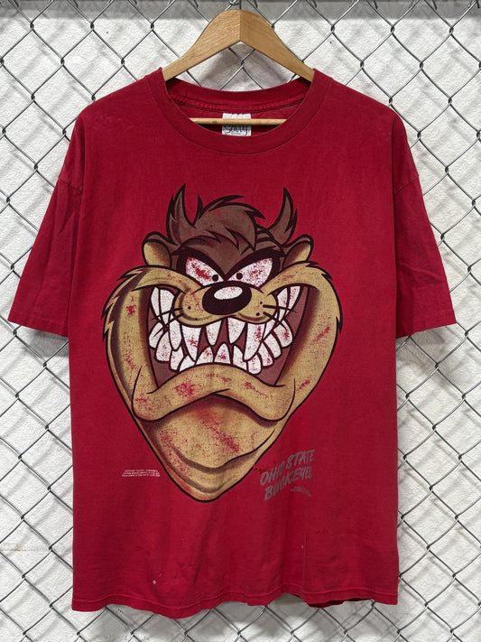 Vintage 90's Ohio State Buckeyes Looney Tunes Taz Cartoon Tee Size XL