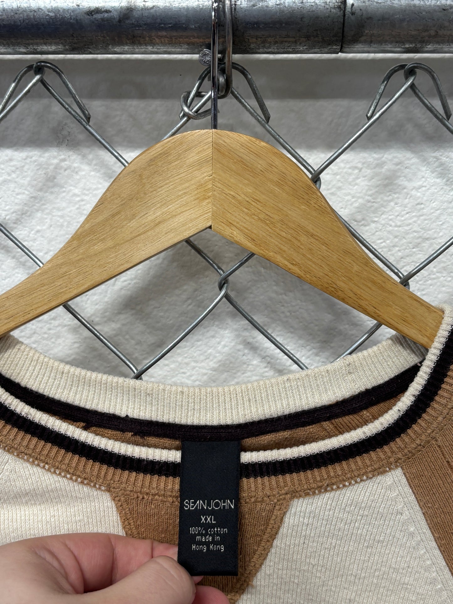 Vintage Y2K Sean John Brown White Sweater Size XXL