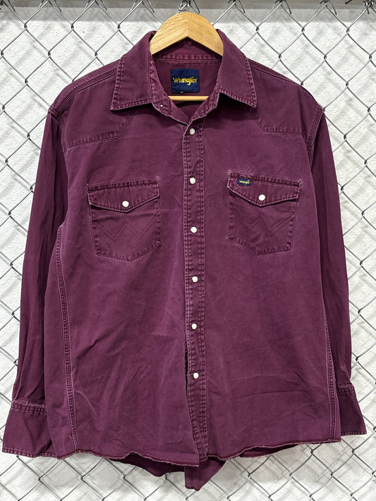 Vintage Wrangler Red Pearl Snap Button Up Western Shirt Size XL