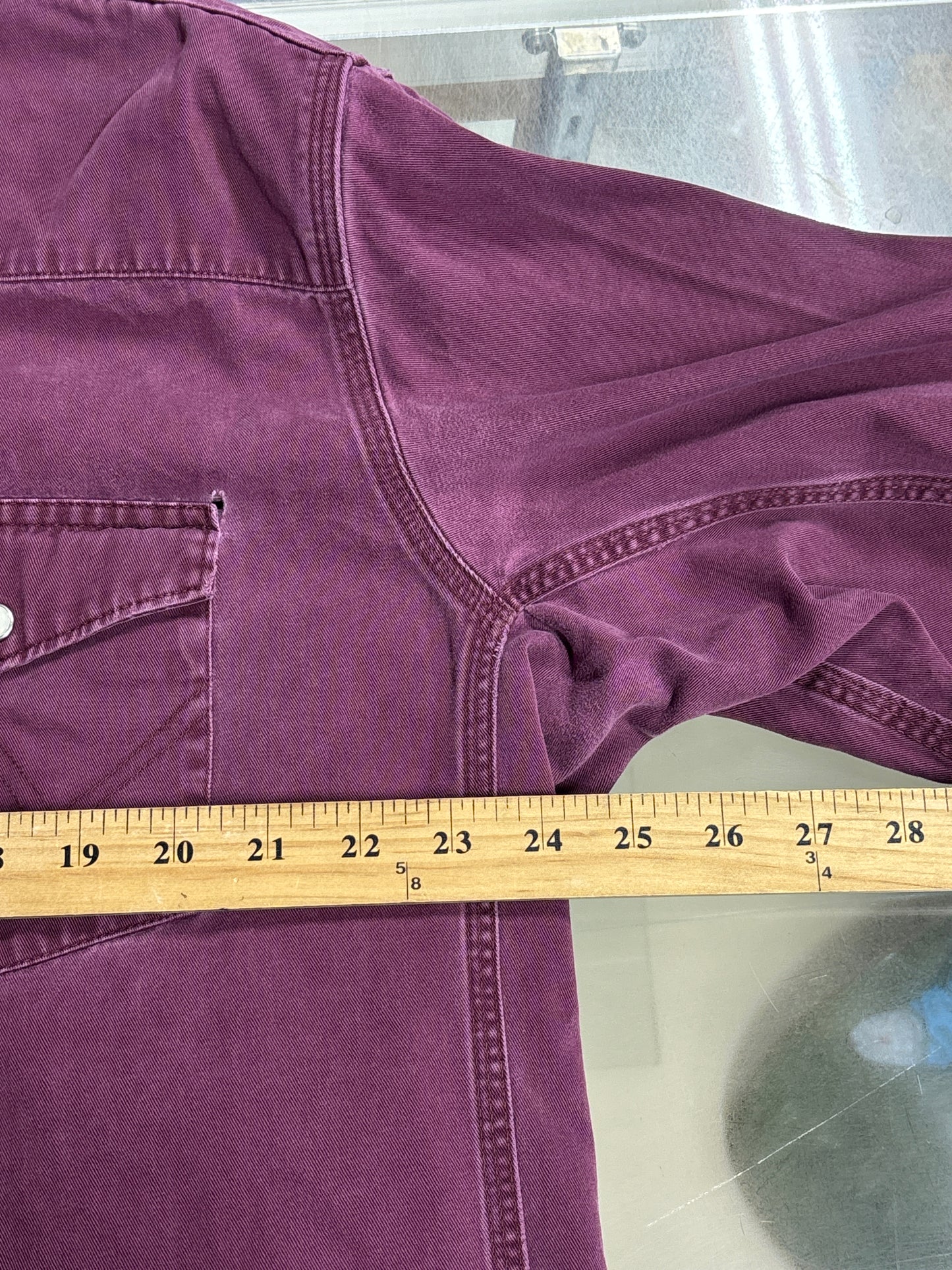 Vintage Wrangler Red Pearl Snap Button Up Western Shirt Size XL