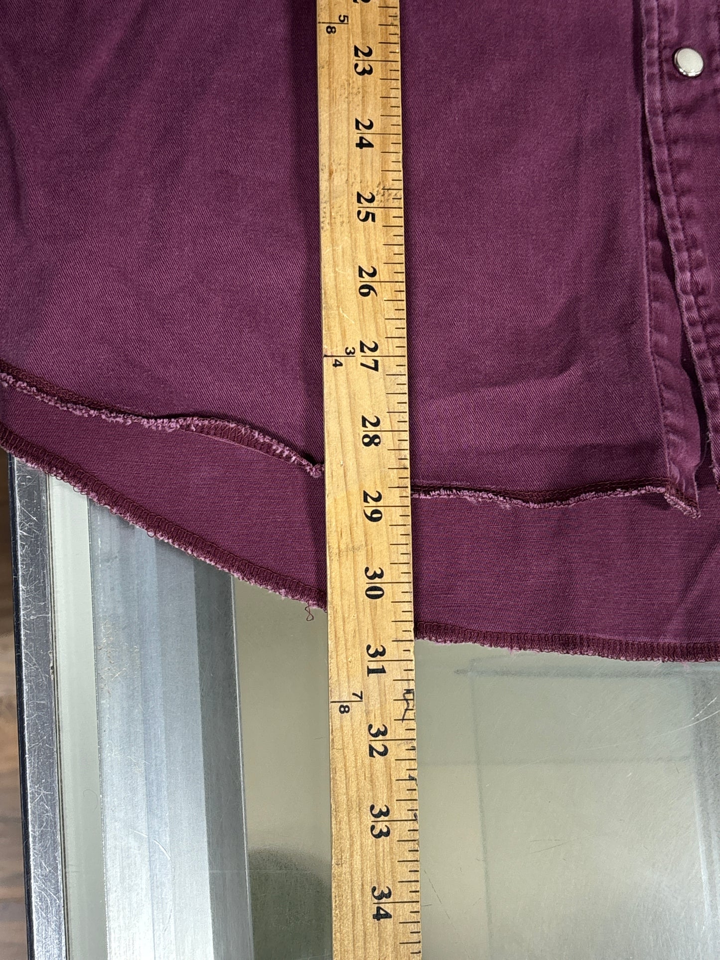 Vintage Wrangler Red Pearl Snap Button Up Western Shirt Size XL